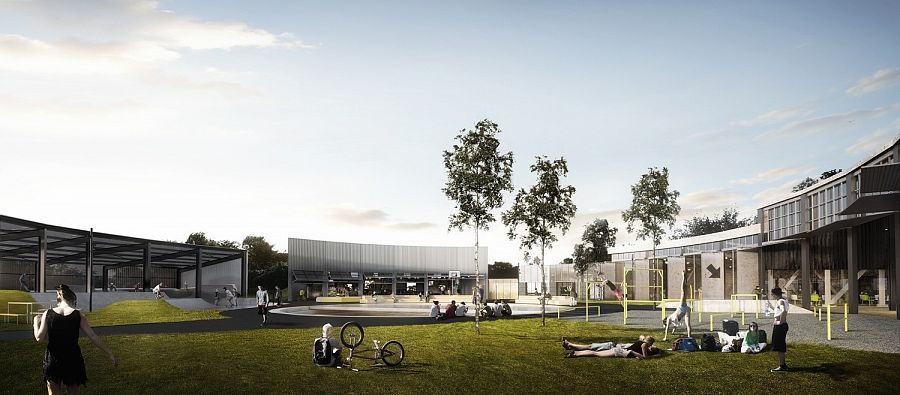 Проект уличного спортивного сооружения на месте бывшего ангара для технического обслуживания локомотивов. Проект разработан датской архитектурнойя студией EFFEKT.